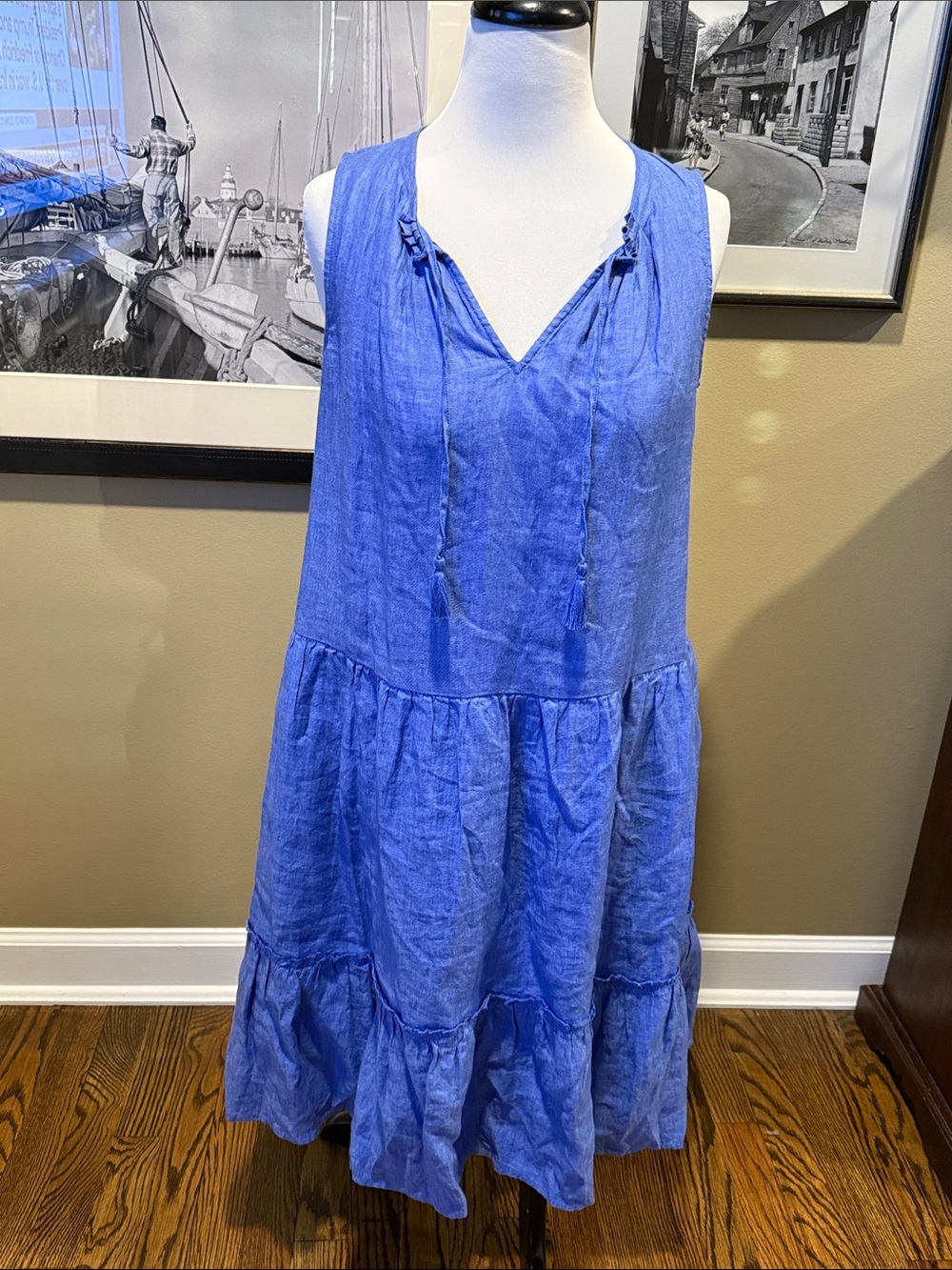 J McLaughlin Women’s Sleeveless Midi Dress - Lightweight Tiered Linen